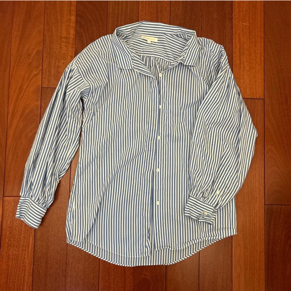 Striped Button Down Shirt - Blue and White